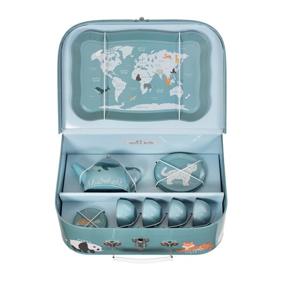 Endangered Animals Print Tin Tea Set